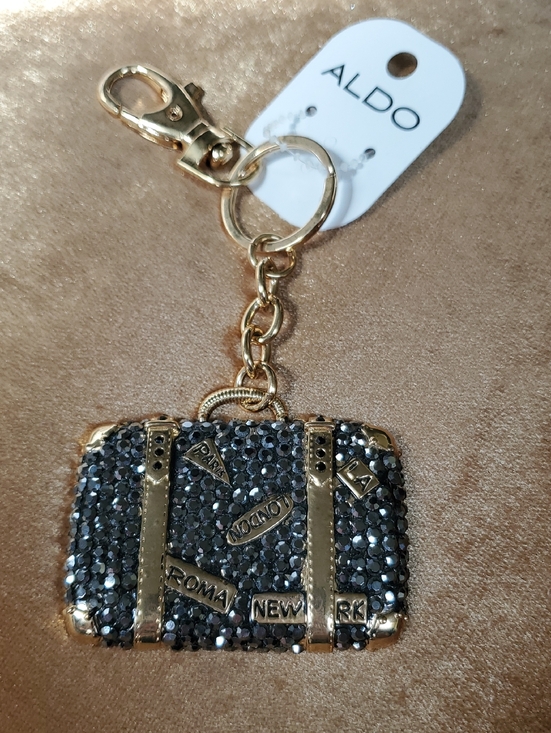 Aldo Accessories - ALDO Gold and Black Crystal Travel Suitcase Keychain